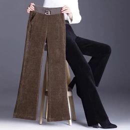 Women's Pants Capris Xpqbb Autumn Brown Corduroy Women Vintage Street High Waist Wide Leg Female Casual Loose Straight Trousers 220922