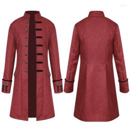 Men's Jackets Wepbel Steampunk Coats Vintage Men's Uniforms Overcoat Halloween Solid Color Fashion Stand Collar Costume Outwear