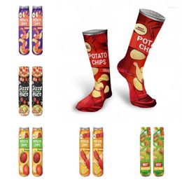 Men's Socks Fashion Potato Chips Patterned Cotton For Women Funny High Ankle 3d Printing Creative Snack Ideas Winter