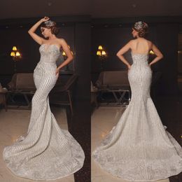 Exquisite Mermaid Wedding Dress Beading Sequined Sweetheart Neck Bridal Gowns Backless Trumpet Vestido de Noiva Plus Size