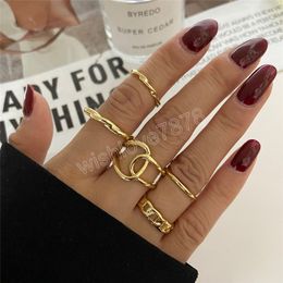 Bohemian Gold Color Ring for Women Trendy Elegant Vintage Couples Simple Irregular Twist Design Ring Jewelry