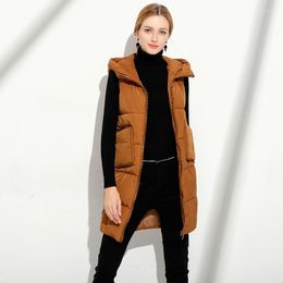 Women's Vests Women's Winter Women Casual Hoodie Pockets Black Caramel Cotton Coat Female Plus Size Zipper Long Jackets Thicker Warm