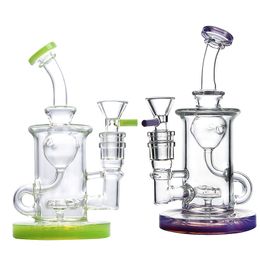 Unique Hookah Klein Torus Oil Dab Rig Smoke Glass 6 Inches Water Bongs Smoke Pipes Showerhead Perc Recycler Heady14mm Female Joint With Bowl