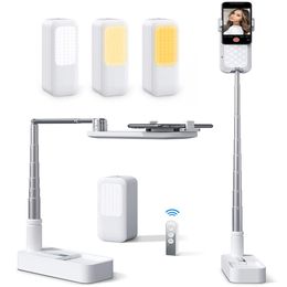 New Portable Phone Holder For Smartphone Retractable Wireless Live Broadcast Stand Dimmable Selfie LED Fill Light For Video