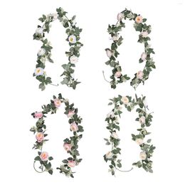 Decorative Flowers Artificial Camellias Vines Hanging Greenery Wall Flower For Home Ceremony Party