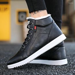 Boots Men Winter Warm Grey Black Casual Leather Shoes For Fashion Male Sneaker Comfort Mens Waterproof