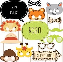 Party Favor Woodland Animal Photo Booth Props Wild One Camping Forest Theme Decorations Baby Shower Birthday Party Supplies