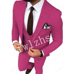 Wedding Tuxedos One Button Men Suits Groomsmen Notch Lapel Groom Tuxedos Wedding/Prom Man Blazer Jacket Pants Vest Tie W1100