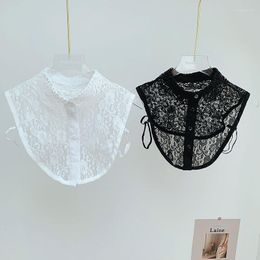 Bow Ties Sitonjwly White Black Lace Floral Fake Collar Women Shirt Detachable Lapel Choker Necklace False Blouse Nep Kraagie