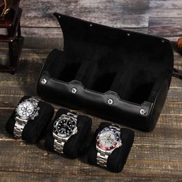 Watch Boxes Luxury Roll Box Genuine Leather Watches Case Organisers Display Storage Portable Travel High Quality Holder Protection Bag