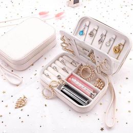 Jewelry Pouches Fine Pink Jewlery Box Ring Earring Pendants Multifunction Double Layer Packaging Cute Romantic Zipper Organizer