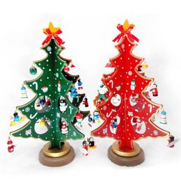 Wooden Christmas Tree DIY Wooden Sturdy Christmas Tree Desktop Ornament Wooden Christmas Tree New Year DIY Toy RRB15703