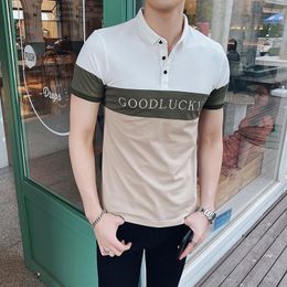 Men's Polos Casual Business Summer Slim Polo Shirt Brand Men Clothes British Short Sleeve Top 2022 Stitching Embroidery