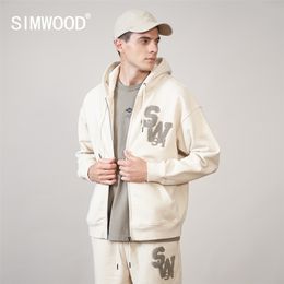 Mens Hoodies Sweatshirts Autumn Winter Zip Up Oversize Warm Fleece Loose Plus Size Letter Embroidery Jackets Outerwear 220906