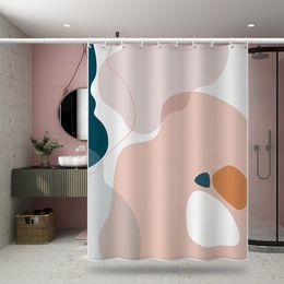 Shower Curtains Nordic wind Abstract Art shower curtain waterproof polyester fabric bath Morandi Colour block s for bathroom decor 220922