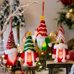 Christmas decorations with lights stars striped hat knitted small pendant forest old man gnome pendant C48