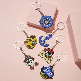 pirate series Keychain PVC soft gel key rings fashion Jewellery Halloween Gift keychain wholesale free ship