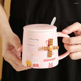 Mugs 400ml Three-Dimensional Rotating Windmill Art Ceramic Coffee Mug Office And Home Tea Milk Cup Couple Gift For Friends