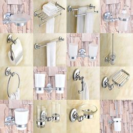 Bath Accessory Set Silver Polished Chrome Brass Bathroom Accessories Hardware Towel Bar Soap Dish Toilet Paper Holder Robe Hook Mm005