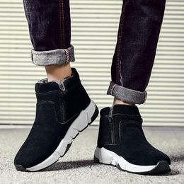 Boots Suede Ankle Winter Shoe Men Outoor Warm Walking Shoes Original Casual Dual Zippers Short Plush High Top Sneakers