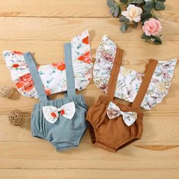 Rompers 024 Months Baby Girl Bodysuit Outfits Short Sleeve Floral Print Jumpsuits For Newborns Outfit Sunsuit Summer Girl Bodysuit J220922