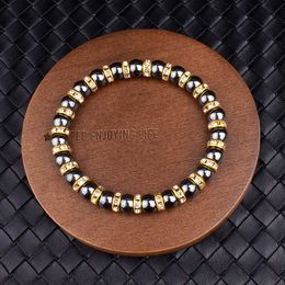 Energy Magnetic Hematite Zircon Bracelets Fashion Nature Stone Beads Health Protection Bracelets Women New Crystal Charm Jewellery