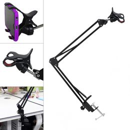 Flexible Folding Long Arms Mobile Phone Holder for Smart Phone Desktop Bed Bracket Phone Stand Metal Clamp Clip Support