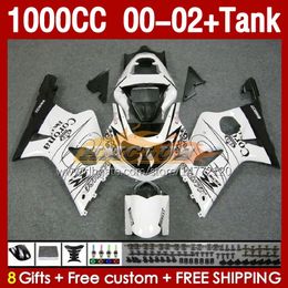 Injection Fairings &Tank For SUZUKI GSXR 1000 CC 1000CC K2 00-2002 Body 155No.14 GSX-R1000 GSXR-1000 GSXR1000 00 01 02 GSX R1000 2001 2002 2002 OEM Fairing glossy white