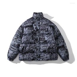 Men's Down Men's & Parkas Arrival 2022 Luxury Men Graffiti CRIPS Bloods Cashew PUFFER Coats & Jackets / Cotton Warm Winter #A403