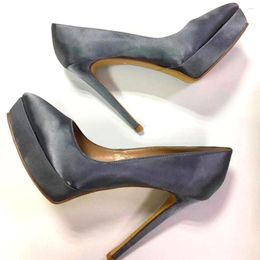 17 Schuhe Kleid niedrige sexy Plattform Solid Schaffell Lederpumpen Fashion Office Woman Stiletto Heels auf Seide hoch für Damen 49927