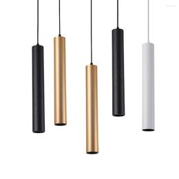 Pendant Lamps Modern LED Long Tube Black White Rose Golden Ceiling Replaceable GU10 Island Bar Counte Shop Room Kitchen Fixtures Lamp