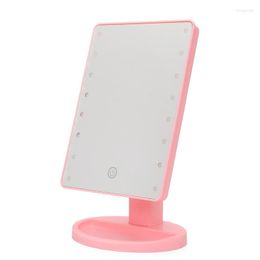 Compact Mirrors 22 LED Touch Screen Makeup Mirror Professional Vanity Lights Health Beauty Adjustable Countertop 180 Rotating