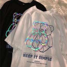Women's T Shirts Reflective Short Sleeve T-shirt Women's Summer 2022 Harajuku Trend Design Sense Minority Half Couple's Tops Shirt