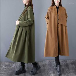 Women's Trench Coats Women's 2022 Spring And Autumn Large Size Loose Casual All-match Temperament Over-the-knee Windbreaker Mid-length