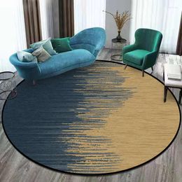 Carpets Modern Minimalist Abstract Gradient Dark Blue Golden Yellow Living Room Bedroom Hanging Basket Chair Round Floor Mat Carpet