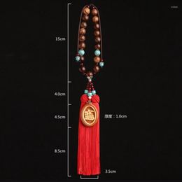 Interior Decorations Car Supplies Boxwood Carvings Fortune And Treasure Bodhi Red Double Tassel Pendants