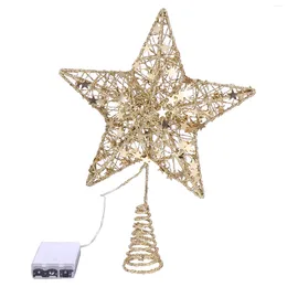Christmas Decorations Tree Topper Star Xmas Decorationsdecoration Luminous Gold Ornaments Treetop Holiday Red Decor Bethlehem Glowing Point