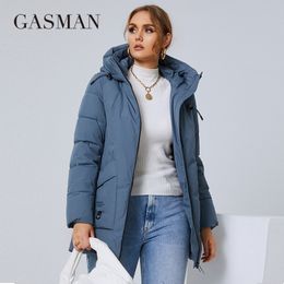 Women s Plus Size Outerwear Coats GASMAN down jacket female winter fashion printing brand coat women pocket Hooded zipper plus size parka 8199 220922