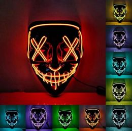 Maschera horror di Halloween Maschera LED Cosplay Illumina il filo EL Scary Glow In Dark Masque Forniture per festival GG0920