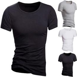 Men's Casual Shirts Mens T-Shirts Short Sleeve Round Neck Solid Colour Sportstyle Comfortable Tops Blouse For Adults Teens