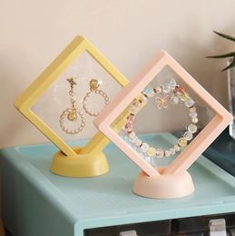 PE Film Jewelry Storage Box 3D Transparent Floating Ring Case Earring Necklace Display Holder Dustproof Exhibition Ornament