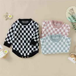 Rompers Fashion Newborn Baby Spring Autumn Clothes Baby Clothes For Girl Boy Plaid Knitted Romper Jumpsuit Baby Romper 024M J220922