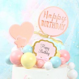 Festive Supplies 10pcs 2-4cm Ball Cake Topper Creative Cupcake Insert Card Baby Shower Birthday Party Gold Silver Blue Pink