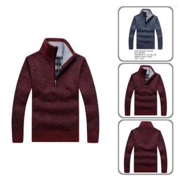 Men's Jackets Men Pullover Casual Thicken Half Zip Sweater Solid Colour Windproof Knitted