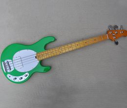 Green 4 Strings Electric Bass Guitar with White Pickguard Yellow Fretboard