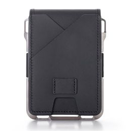 metal banks UK - Fashion Rfid Aluminium Metal Genuine Leather Bifold Wallets for Men Women ID Bank Card Holder Slim Front Pocket Wallet Card Case216i