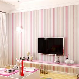 Wallpapers Vertical Seamless Bedroom Wallpaper Children's Room Striped Blue Boys And Girls Wall Covering Fabric