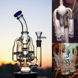tree perc bongs for UK - Recycler Perc Glass Bongs Hookahs Bubbler Oil Dab Rigs Smoking Water Pipes Spiral Coil Arm Tree Percolator Shisha Accessory with 14mm Joint