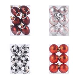 Christmas Decorations 6Pcs ic Ball Ornaments Collection Football Baseball Tree Decor Balls Ornament Decoration Skirt Y2209