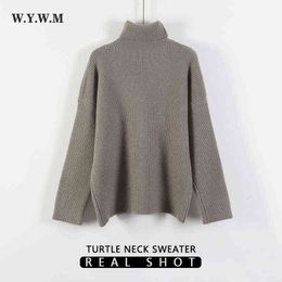 Women's Sweaters Wywm 2021 Winter Turtleneck Women Korean Chic Thick Warm Soft Knitted Sweater Ladies Loose Cashmere Outfit Female Tops J220915